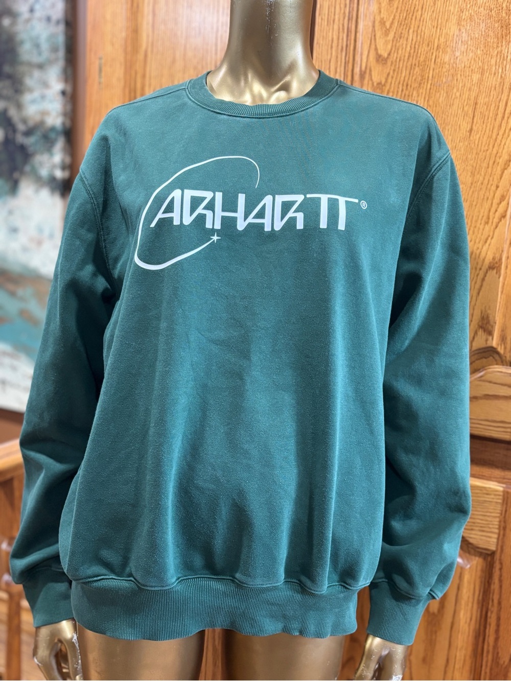 Carhartt Forest Green Crewneck Sweatshirt with White Logo